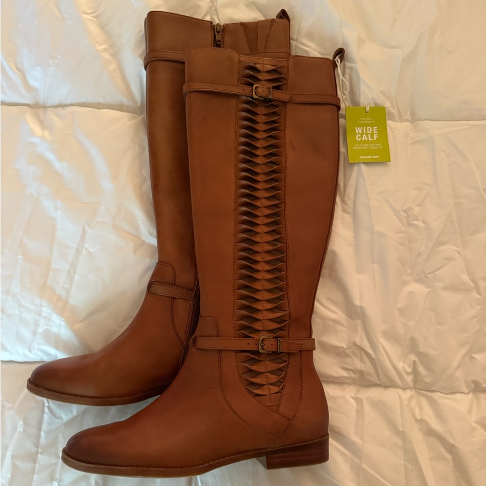 Gianni Bini Brown Over the Knee Boots Sleek Leather Design